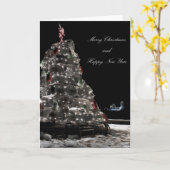 Kerstkerstkaart voor de kust kaart (Gele Bloem)