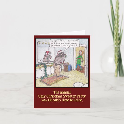 Kerstkerstkaartje met lelijke kerstmis feestdagen kaart (Voorkant)