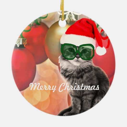 Kerstkerstkat Keramisch Ornament (Achterkant)