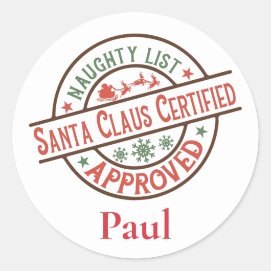 Kerstkerstkerst met gecertificeerde Naughty List Ronde Sticker (Voorkant)
