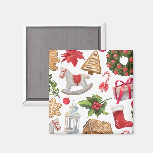 kerstkerstkerstbekers op maat magneet (Voorkant / Achterkant)