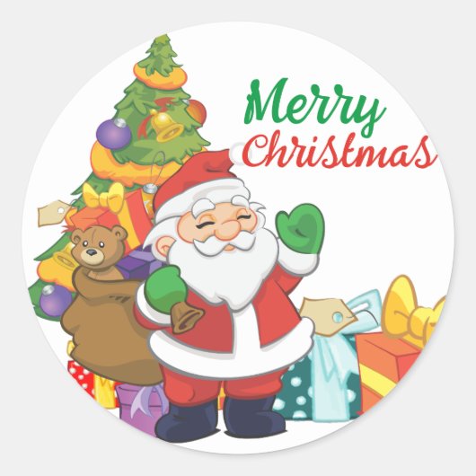 Kerstkerstkerstboom kerstmis ronde sticker (Voorkant)