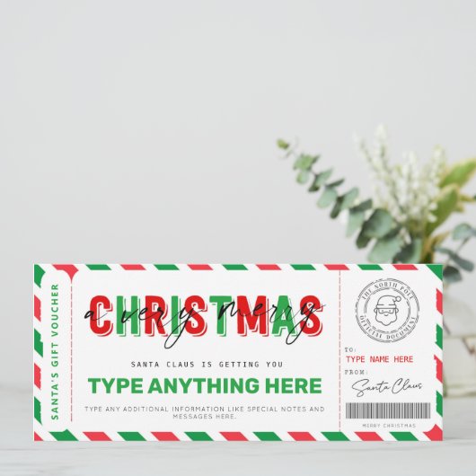 Kerstkerstkerstcadeaubon Sjabloon voor kinderen (Staand voorkant)