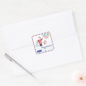 Kerstkerstkerstexpress — koeriersdienst vierkante sticker (Envelop)