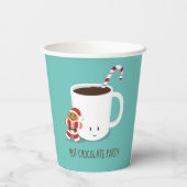 kerstkerstkerstfeest met warme chocolade papieren bekers (Achterkant)