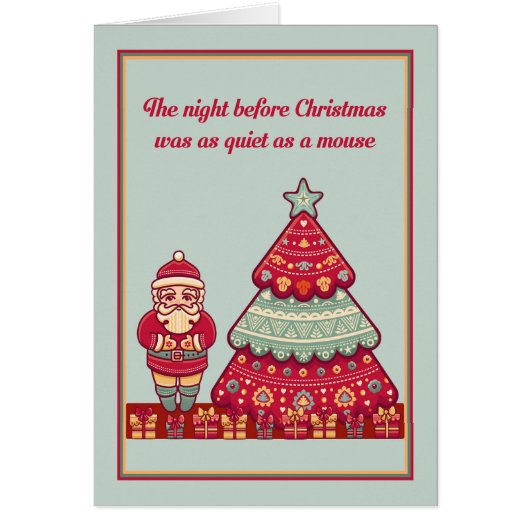 KerstkerstkerstKaart kerstman met bomen en Cadeaus (Voorkant)