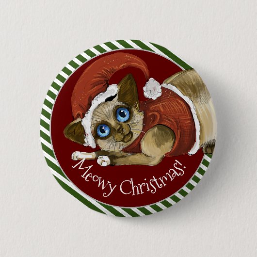KerstkerstkerstKat met kerstmis Ronde Button 5,7 Cm (Voorkant)