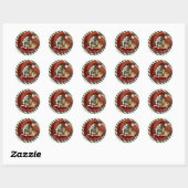 KerstkerstkerstKat met kerstmis Ronde Sticker (Vel)