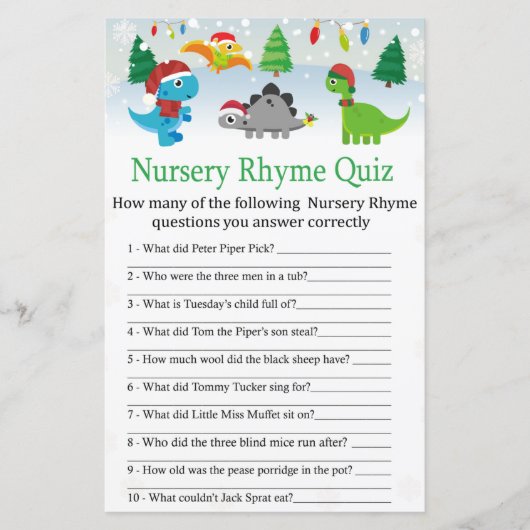 Kerstkerstkerstkerstdinosaursery Rhyme Quiz (Voorkant)