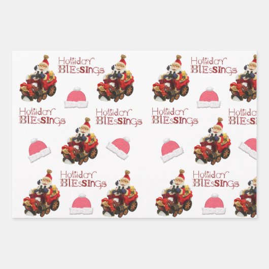 Kerstkerstkerstkerstfeestdag Prettige feestdagen Inpakpapier Vel (Voorkant 3)