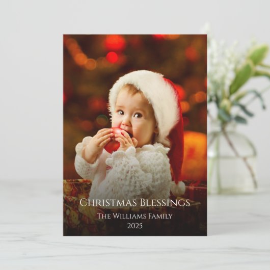 Kerstkerstkerstkerstfoto met minimalistische Baby Feestdagenkaart (Staand voorkant)