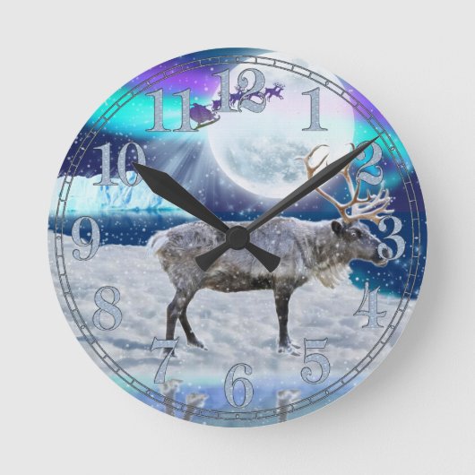 kerstkerstkerstkerstkerstcadeautjes en rendierensm ronde klok (Voorkant)