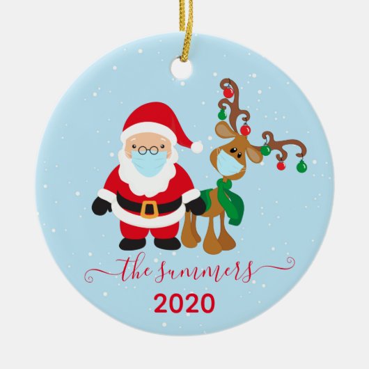 Kerstkerstkerstkerstkerstkalligrafie 2020-Covid Keramisch Ornament (Voorkant)