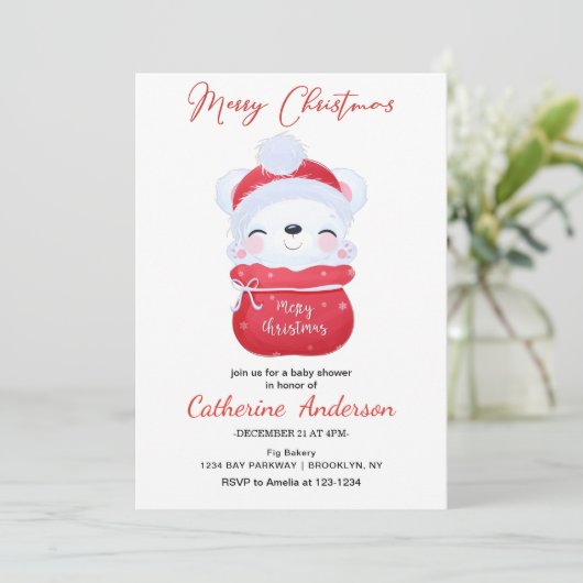 kerstkerstkerstkerstkerstkerstkerstbeer Baby showe Kaart (Staand voorkant)