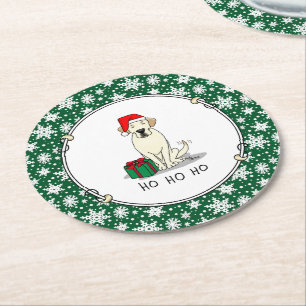 Kerstkerstkerstkerstkerstkerstkerstbeker labrador ronde kartonnen onderzetter