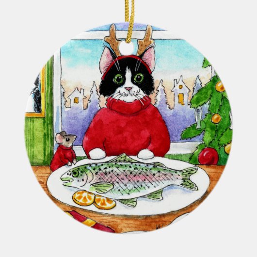 Kerstkerstkerstkerstkerstkerstkerstkerstkerstkerst Keramisch Ornament (Voorkant)