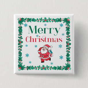 Kerstkerstkerstkerstkerstkerstkerstkerstkerstkerst Vierkante Button 5,1 Cm