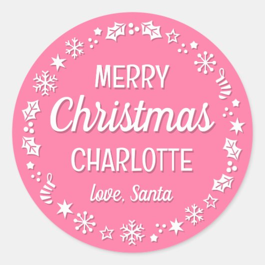 Kerstkerstkerstkerstkerstkerstkerstkerstkerstnaam  ronde sticker (Voorkant)