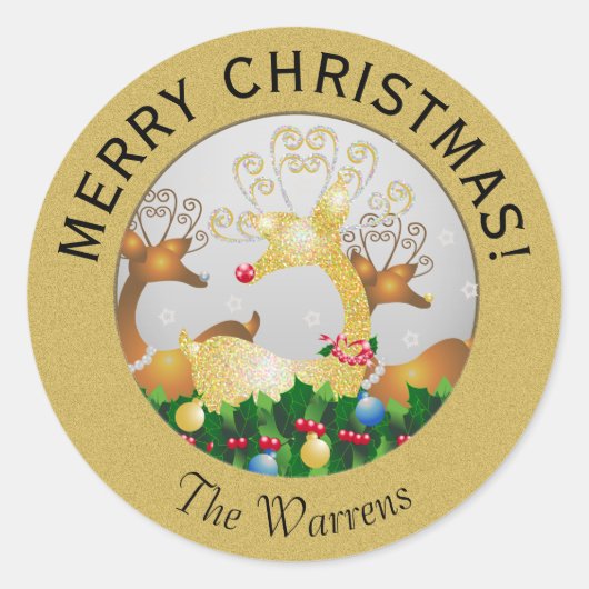 kerstkerstkerstkerstkerstkerstkerstkerstkerstsrenr ronde sticker (Voorkant)