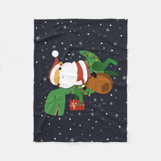 Kerstkerstkerstkerstkerstkerstkerstkerstman T-rex Fleece Deken (Voorkant)