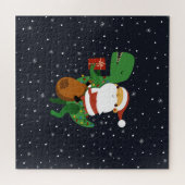 Kerstkerstkerstkerstkerstkerstkerstkerstman T-rex  Legpuzzel (Horizontaal)