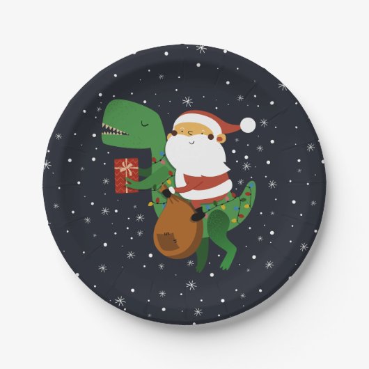 Kerstkerstkerstkerstkerstkerstkerstkerstman T-rex  Papieren Bordje (Voorkant)