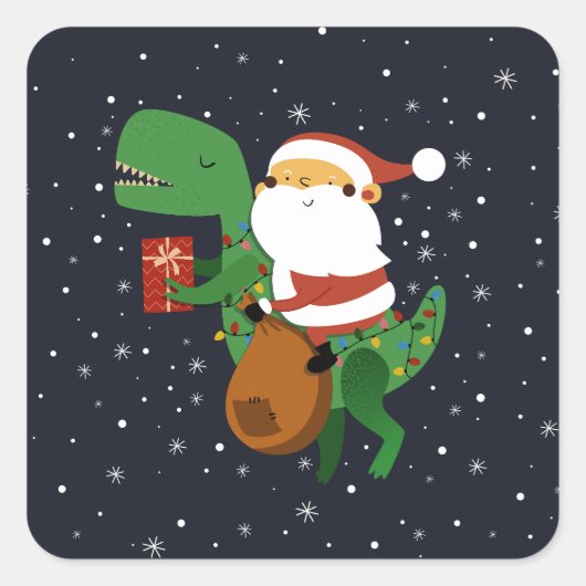 Kerstkerstkerstkerstkerstkerstkerstkerstman T-rex  Vierkante Sticker (Voorkant)