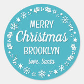 Kerstkerstkerstkerstkerstkerstkerstkerstnaam Blauw Ronde Sticker (Voorkant)