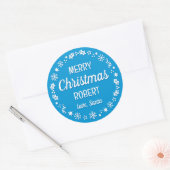 Kerstkerstkerstkerstkerstkerstkerstkerstnaam blauw ronde sticker (Envelop)