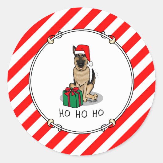 Kerstkerstkerstkerstkerstkerstkerstman met Duitse  Ronde Sticker (Voorkant)