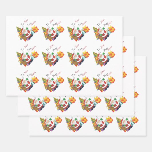 Kerstkerstkerstkerstkerstkerstkerstman, op en van  inpakpapier vel (Set)