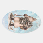  kerstkerstkerstkerstkerstkerstkerstman, sneeuwval ovale sticker (Voorkant)