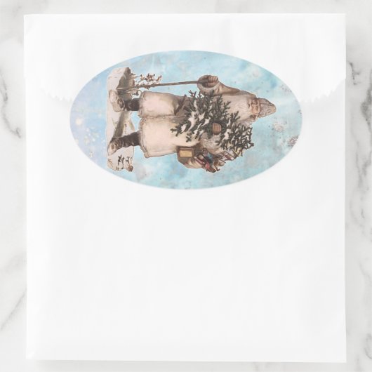  kerstkerstkerstkerstkerstkerstkerstman, sneeuwval ovale sticker (Tas)