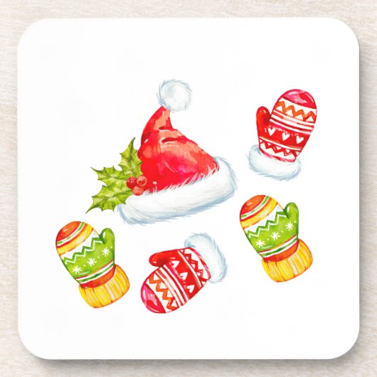 Kerstkerstkerstkerstkerstkerstkerstman, Snowflakes Bier Onderzetter (Voorkant)