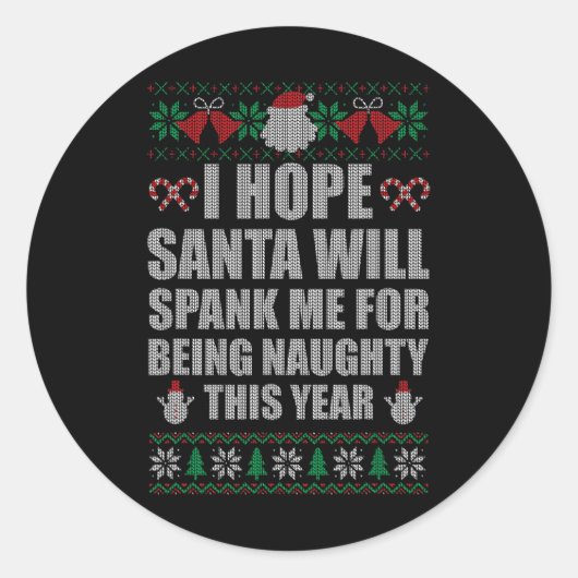Kerstkerstkerstkerstkerstkerstkerstpank Naughty Ug Ronde Sticker (Voorkant)