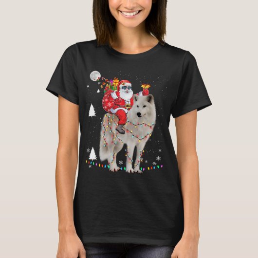Kerstkerstkerstkerstkerstkerstman die Samoyed Ligh T-shirt (Voorkant)