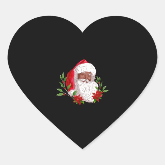 Kerstkerstkerstkerstkerstkerstman en Poinsettias Hart Sticker (Voorkant)
