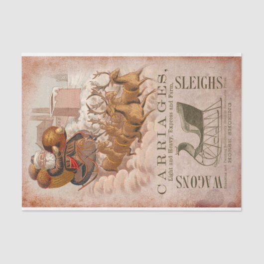 Kerstkerstkerstkerstkerstkerstman en slee met rend tissuepapier (Voorkant)