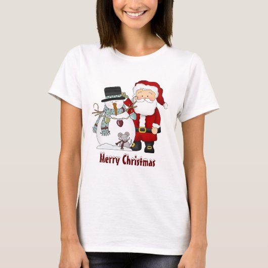 Kerstkerstkerstkerstkerstkerstman en Snowman-T-shi T-shirt (Voorkant)