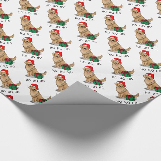 Kerstkerstkerstkerstkerstkerstman Golden Retriever Cadeaupapier (Hoek)