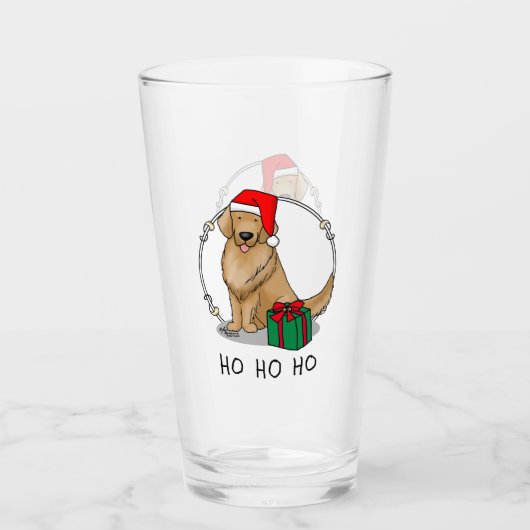 Kerstkerstkerstkerstkerstkerstman Golden Retriever Glas (Voorkant)
