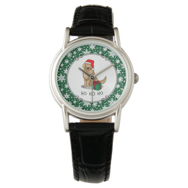 Kerstkerstkerstkerstkerstkerstman Golden Retriever Horloge (Voorkant)