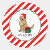 Kerstkerstkerstkerstkerstkerstman Golden Retriever Ronde Sticker (Voorkant)
