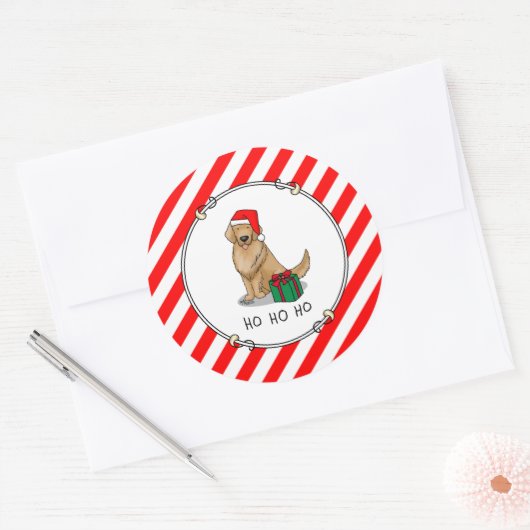 Kerstkerstkerstkerstkerstkerstman Golden Retriever Ronde Sticker (Envelop)