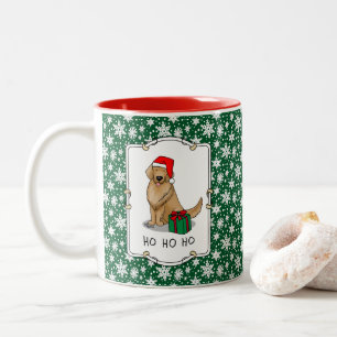Kerstkerstkerstkerstkerstkerstman Golden Retriever Tweekleurige Koffiemok