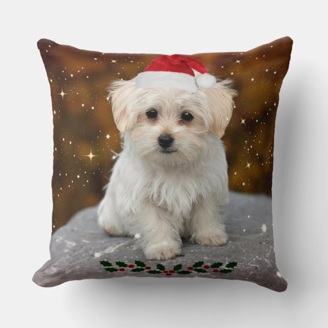 kerstkerstkerstkerstkerstkerstman Maltese puppy Kussen (Voorkant)