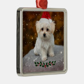 kerstkerstkerstkerstkerstkerstman Maltese puppy Metalen Ornament (Rechts)