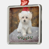 kerstkerstkerstkerstkerstkerstman Maltese puppy Metalen Ornament (Links)