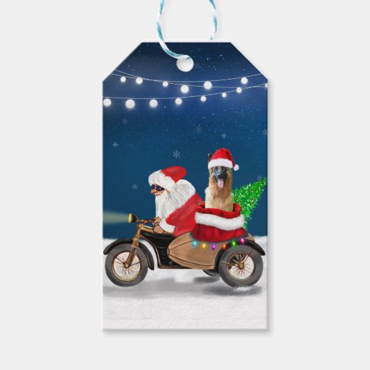 kerstkerstkerstkerstkerstkerstman met herdershond cadeaulabel (Voorkant)