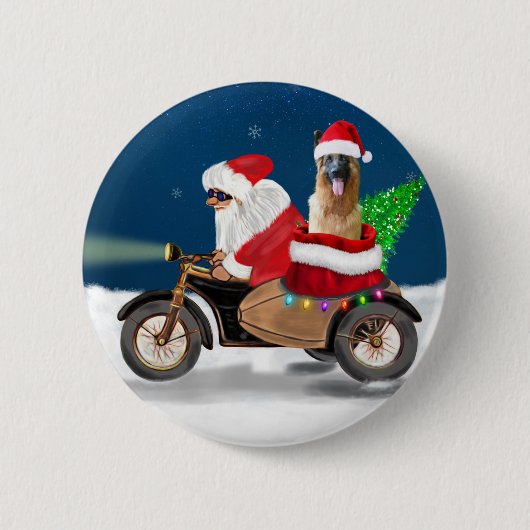 kerstkerstkerstkerstkerstkerstman met herdershond ronde button 5,7 cm (Voorkant)